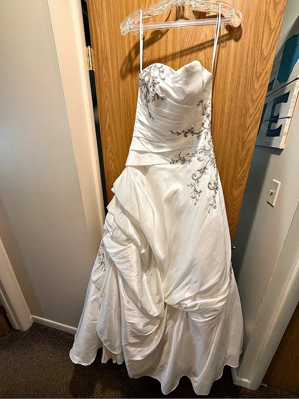 Strapless Ruched Wedding Dress in White Like New